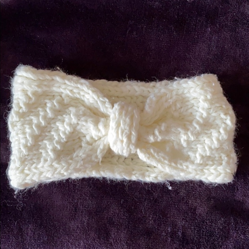 Cream crochet winter headband